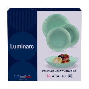Assiettes Luminarc Pampille Turquesa Turquoise verre 18 Pièces |  A...
