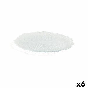 Flat plate Quid Mar de Viento Transparent Glass (Ø 32 cm) (Pack 6x)...