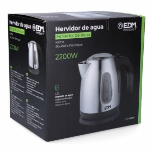 Wasserkocher EDM 07656 Kettle Schwarz Edelstahl 2200 W 1,7 L |  Was...