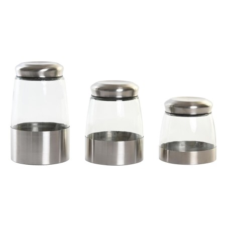 Set mit 3 Kanistern DKD Home Decor Kristall Silberfarben Durchsicht...
