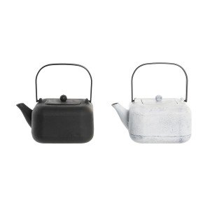 Teapot DKD Home Decor Black Stainless steel White 1,2 L (2 Units) |...
