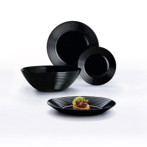 Salad Bowl Luminarc Harena Black Glass (Ø 27 cm) (6 Units) |  Lunch...