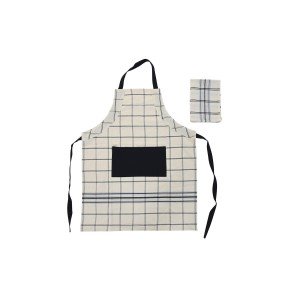 Apron with Pocket DKD Home Decor 70 x 1 x 85 cm Black Beige Blue Co...