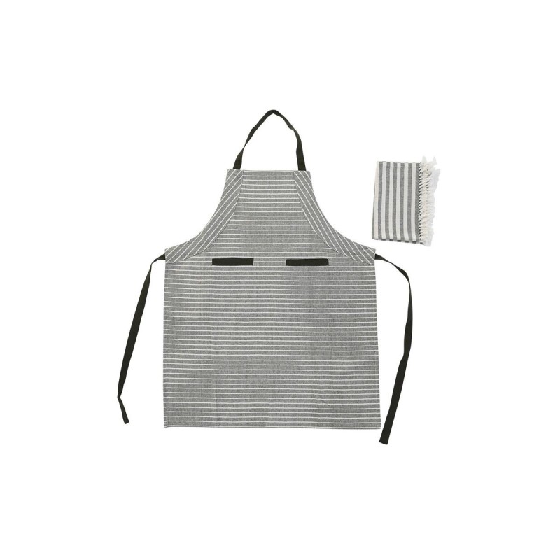 Tablier avec Poche DKD Home Decor 70 x 1 x 85 cm Gris Coton Blanc V...