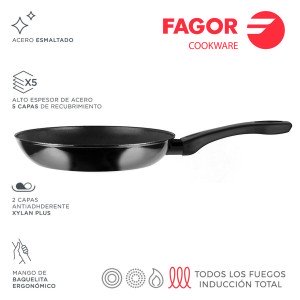Pan FAGOR Indutherm Black Enamelled Steel (Ø 26 cm) |  Pans and cas...