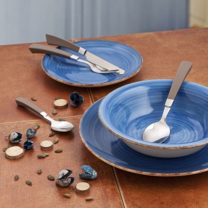 Flacher Teller Quid Vita Azul Blau aus Keramik Ø 27 cm (12 Stück) |...