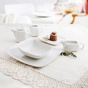 Flat plate Ariane Vital Squared Ceramic White (30 x 22 cm) (6 Units...