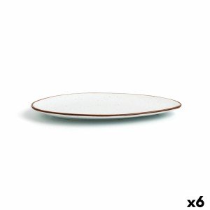 Flacher Teller Ariane Terra Dreieckig Beige aus Keramik Ø 29 cm (6 ...