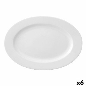 Flacher Teller Ariane Prime Oval Weiß aus Keramik 32 x 25 cm (6 Stü...