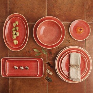 Flat plate Ariane Terra Ceramic Red (Ø 31 cm) (6 Units) |  Plates, ...
