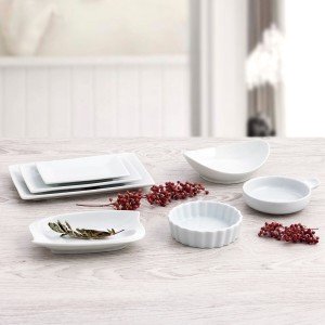 Flacher Teller Quid Gastro Fun Weiß aus Keramik 29,5 x 11 x 3 cm (6...