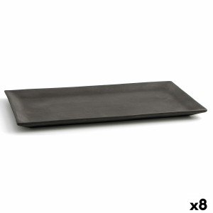 Snack tray Quid Mineral Gres Black Ceramic 15 x 30 cm (8 Units) |  ...