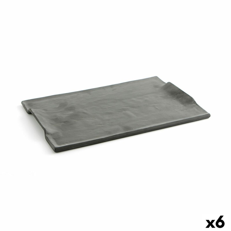 Tablett für Snacks Quid Mineral Gres Schwarz aus Keramik 35 x 23 cm...