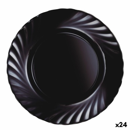 Assiette plate Luminarc Trianon Noir verre (Ø 24,5 cm) (24 Unités) ...
