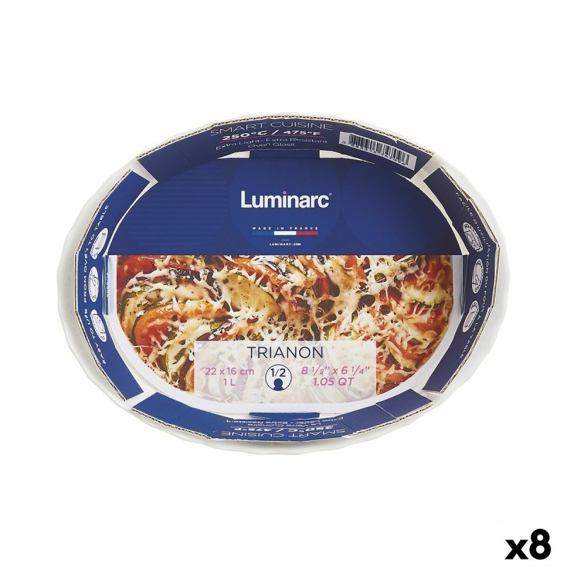 Serving Platter Luminarc Trianon Oval White Glass (22 x 16 cm) (8 U...