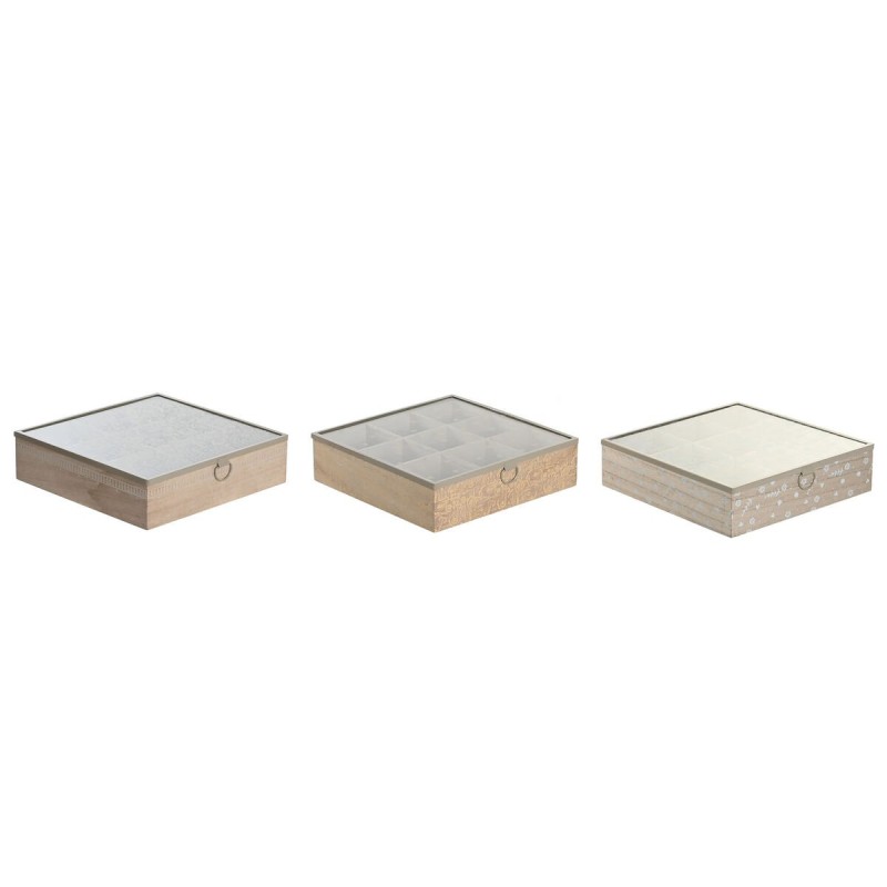 Teebox DKD Home Decor 24 x 24 x 6,5 cm Kristall natürlich Blau Rosa...