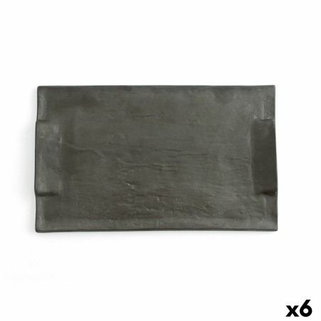 Plateau apéritif Quid Mineral Gres Noir Céramique 30 x 18 cm (6 Uni...