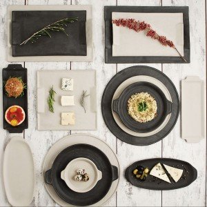 Snack tray Quid Mineral Gres Black Ceramic 30 x 18 cm (6 Units) |  ...