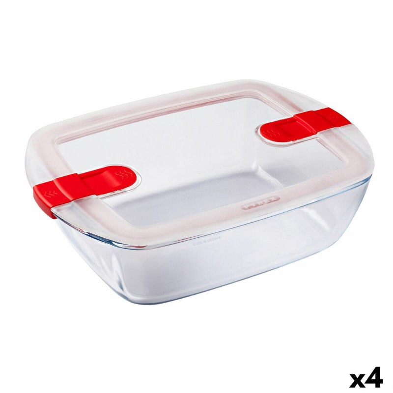 Hermetic Lunch Box Pyrex Cook & Heat 2,5 L Transparent Glass (4 Uni...