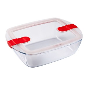 Hermetic Lunch Box Pyrex Cook & Heat 2,5 L Transparent Glass (4 Uni...