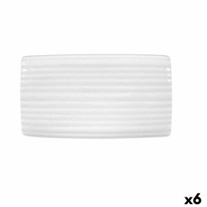 Tablett für Snacks Ariane Artisan aus Keramik Weiß 36 x 20 cm (6 St...