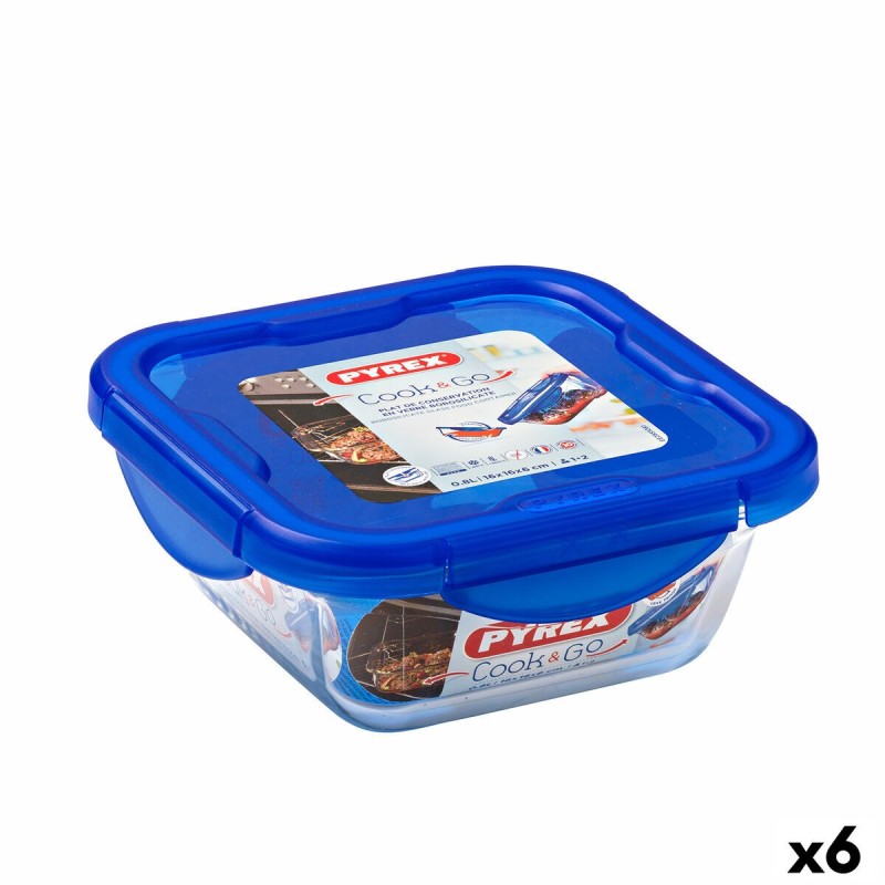 Hermetic Lunch Box Pyrex Cook & Go 16,7 x 16,7 x 7 cm Blue 850 ml G...