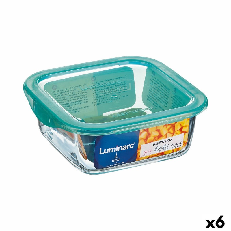 Square Lunch Box with Lid Luminarc Keep'n Lagon 10 x 5,4 cm Turquoi...