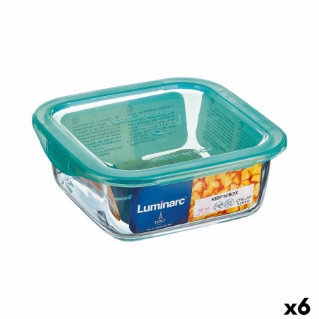 Square Lunch Box with Lid Luminarc Keep'n Lagon 10 x 5,4 cm Turquoi...