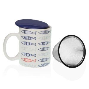 Tasse avec filtre pour infusions Versa Poissons Porcelaine Grès |  ...