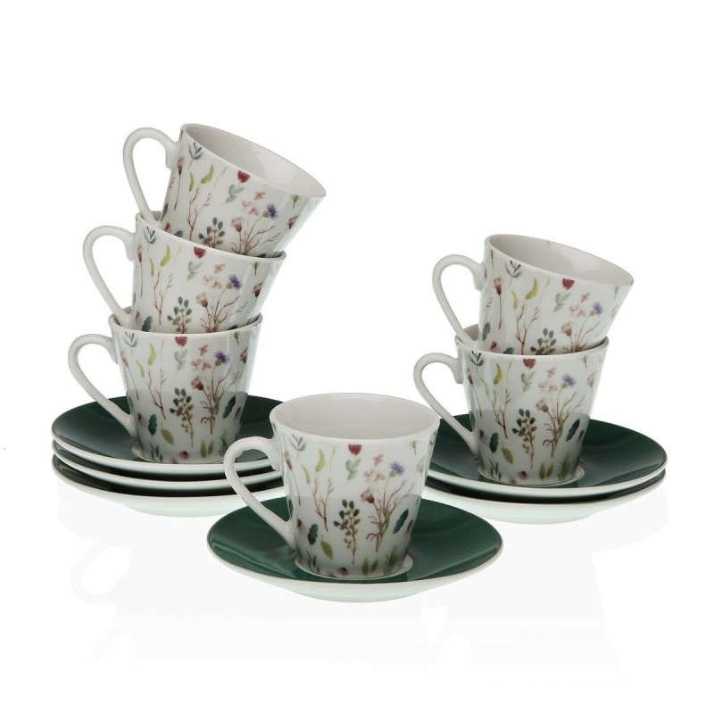 Set of Mugs with Saucers Versa Sansa Porcelain 5,8 x 6 x 5,8 cm Cof...