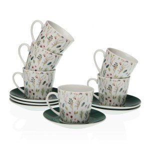 Set of Mugs with Saucers Versa Sansa Porcelain 9 x 14 x 14 cm 10,5 ...