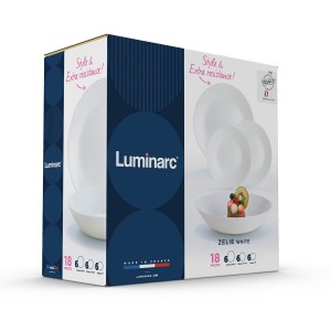 Service de Vaisselle Luminarc Zelie Blanc verre 18 Pièces |  Assiet...