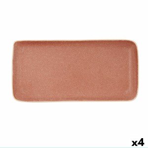Tablett für Snacks Bidasoa Gio Braun aus Keramik rechteckig 28 x 14...