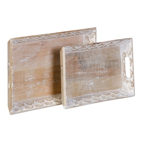 Snack tray 45,5 x 30,5 x 5,5 cm White Mango wood (2 Units) |  Plate...