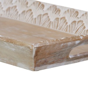 Snack tray 45,5 x 30,5 x 5,5 cm White Mango wood (2 Units) |  Plate...