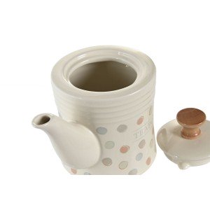 Teapot DKD Home Decor Beige Stoneware 1 L |  Glasses, cups and jugs...