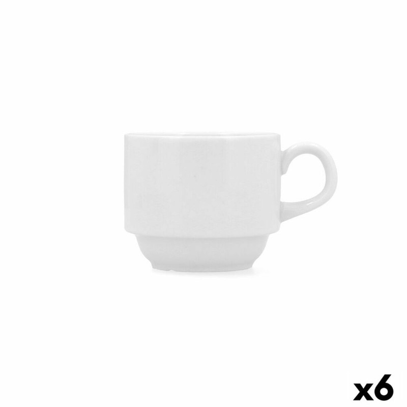 Piece Coffee Cup Set Bidasoa Glacial White Ceramic 180 ml Coffee (6...