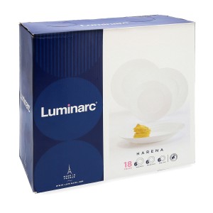 Dinnerware Set Luminarc Harena White Glass 18 Pieces |  Plates, pla...