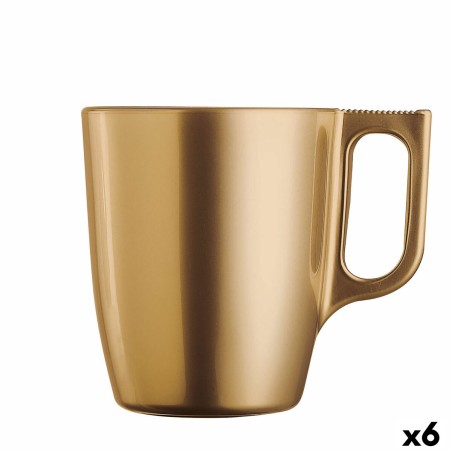 Mug Luminarc Flashy Golden Glass 250 ml (6 Units) |  Cups and Therm...
