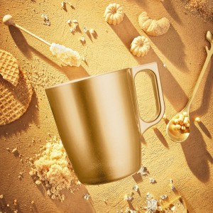 Mug Luminarc Flashy Golden Glass 250 ml (6 Units) |  Cups and Therm...