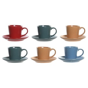 Set of Mugs with Saucers DKD Home Decor Yellow Blue Red Green Stone...