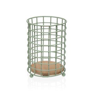 Cutlery Organiser Versa Green Wood Rubber wood Steel Iron 12,5 x 17...