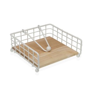 Serviettenring Versa Weiß Holz Stahl Eisen Kautschukholz 19,5 x 7 x...