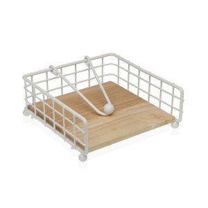 Napkin holder Versa White Wood Steel Iron Rubber wood 19,5 x 7 x 19...