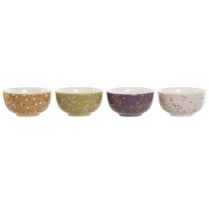 Bowl DKD Home Decor Green Pink Mustard Lilac Dolomite Shabby Chic 6...