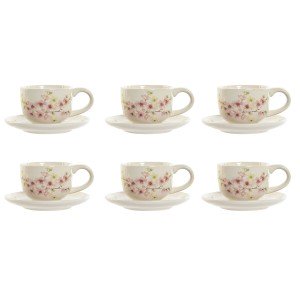 Satz von Kaffeetassen Home ESPRIT Gelb Weiß Rosa Lila Metall Dolomi...