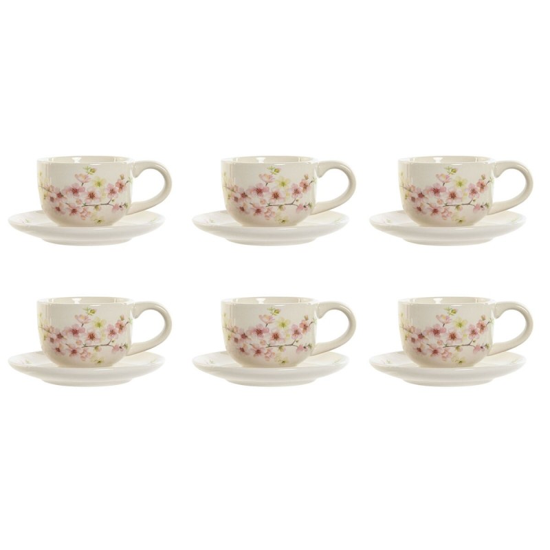 Ensemble de tasses à café Home ESPRIT Jaune Blanc Rose Lila Métal D...