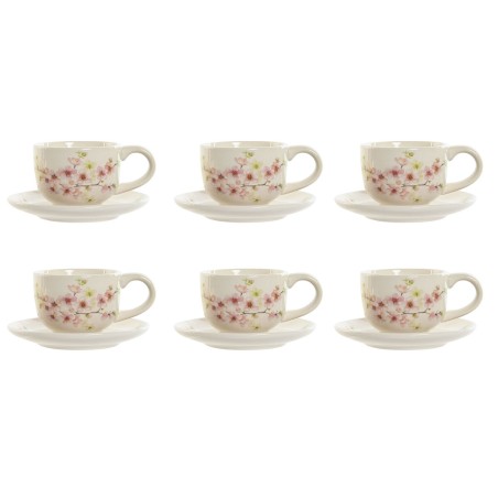 Ensemble de tasses à café Home ESPRIT Jaune Blanc Rose Lila Métal D...