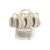 Piece Coffee Cup Set Home ESPRIT Yellow White Pink Lilac Metal Dolomite 180 ml