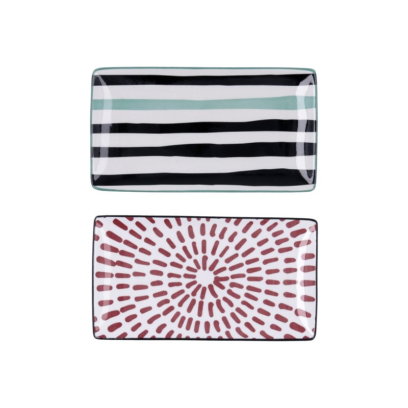 Snack tray Bidasoa Zigzag Multicolour Ceramic Rectangular 20 x 11 c...
